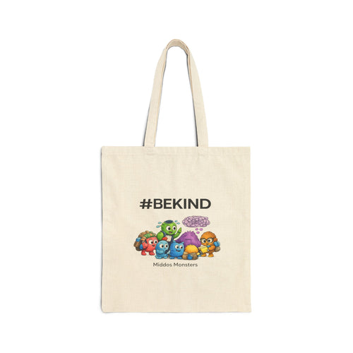 #BeKind Middos Monsters Tote Bag, Cute Kids Kindness Gift, Canvas School Library Bag